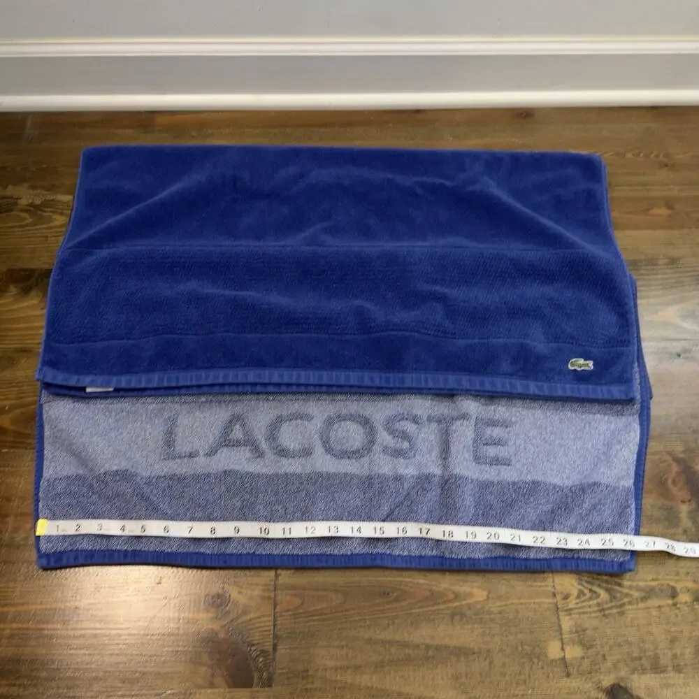 Set Of 2 Lacoste Croc Towel Blue Striped Ocean Heathered Blue
